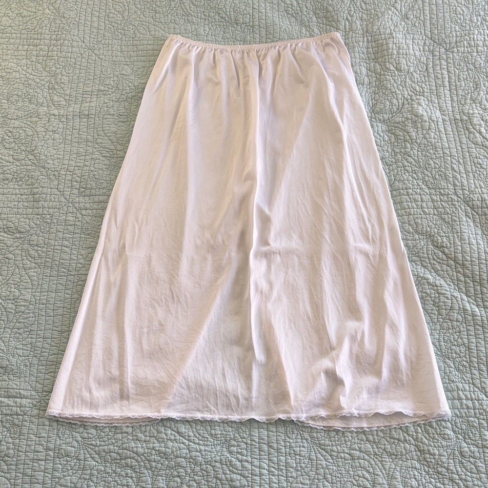 vassarette White Midi Slip Skirt